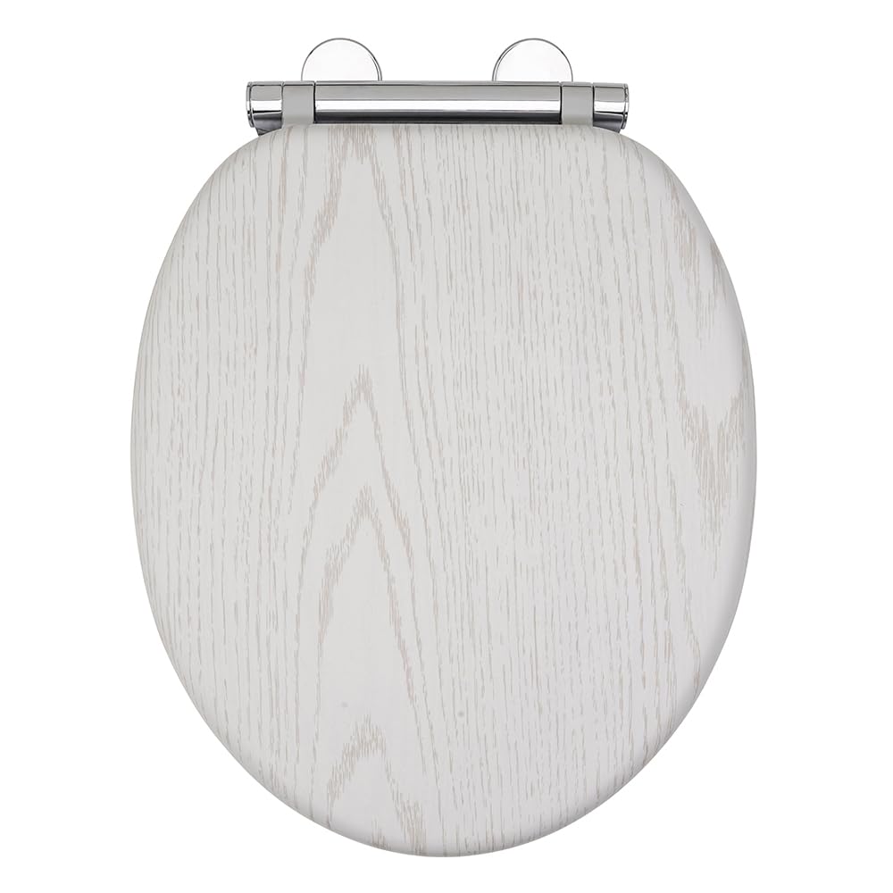 AQUALONA® Luxury Soft Close Toilet Seat - Moulded Wood - Stainless Steel Slow Close Hinges - Click, Lift & Clean Technology (Bamboo Toilet Seat)