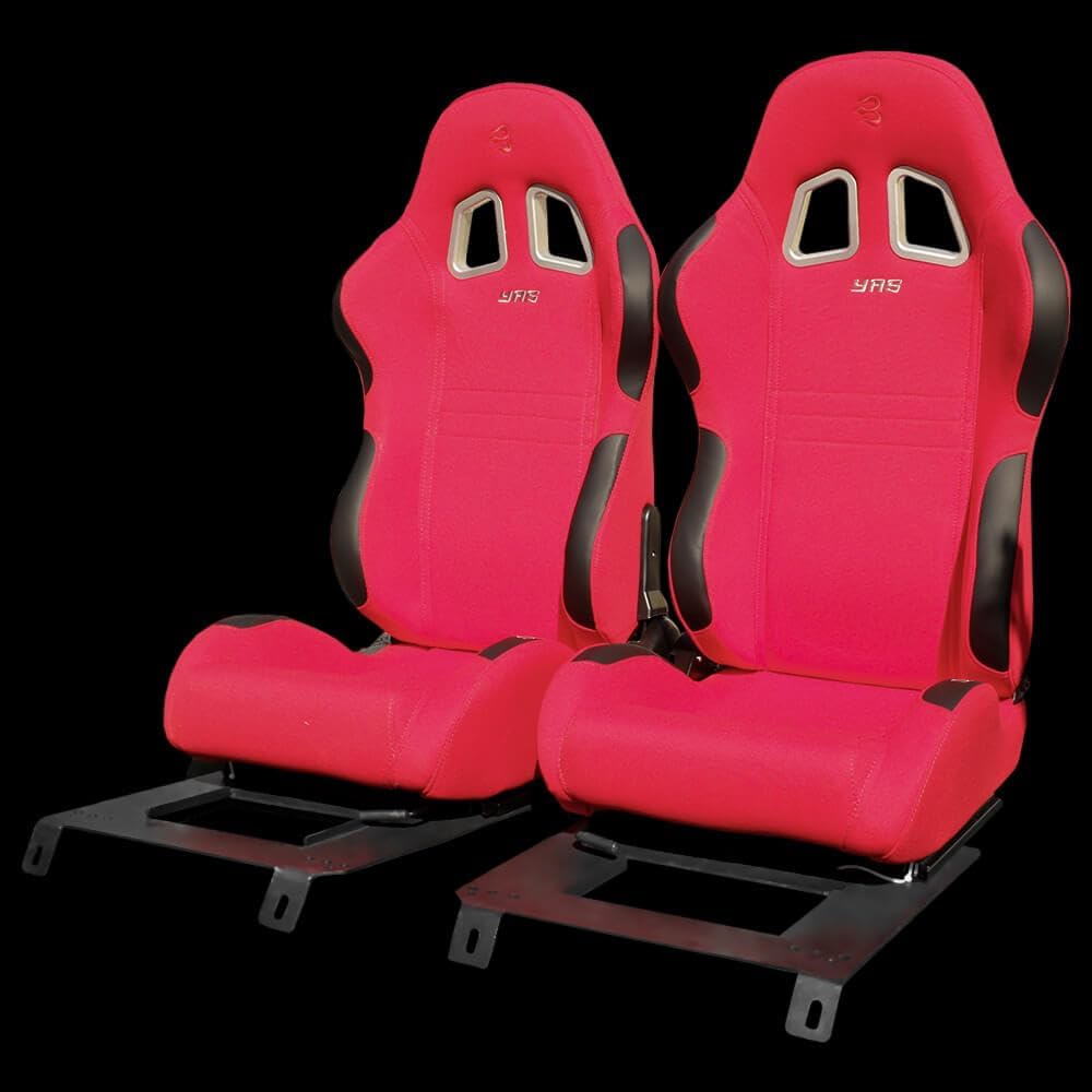 Set of Barbarian Reclining Bucket YAS Racing Seats for MX5 Mk3 (NC Chassis) Mazda, Red Felt, Track, Race, Drift