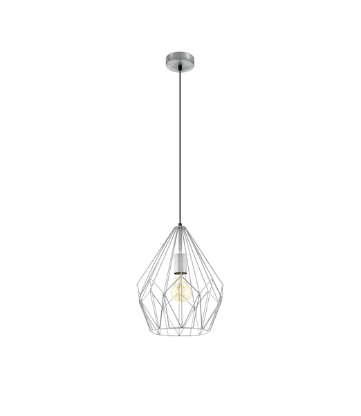 Eglo Pendant Lamp Carlton, 1 Bulb Vintage Pendant Light, Retro Hanging Lamp Made of Steel, Colour: Silver, Socket: E27