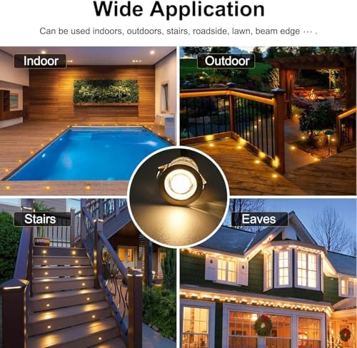 INDARUN Warm White Led Decking Lights Outdoor Waterproof IP67 Ø30MM 12V - Led Plinth Light Kits for Terrace/Patio/Path/Wall/Garden/Decoration, 30 Packs