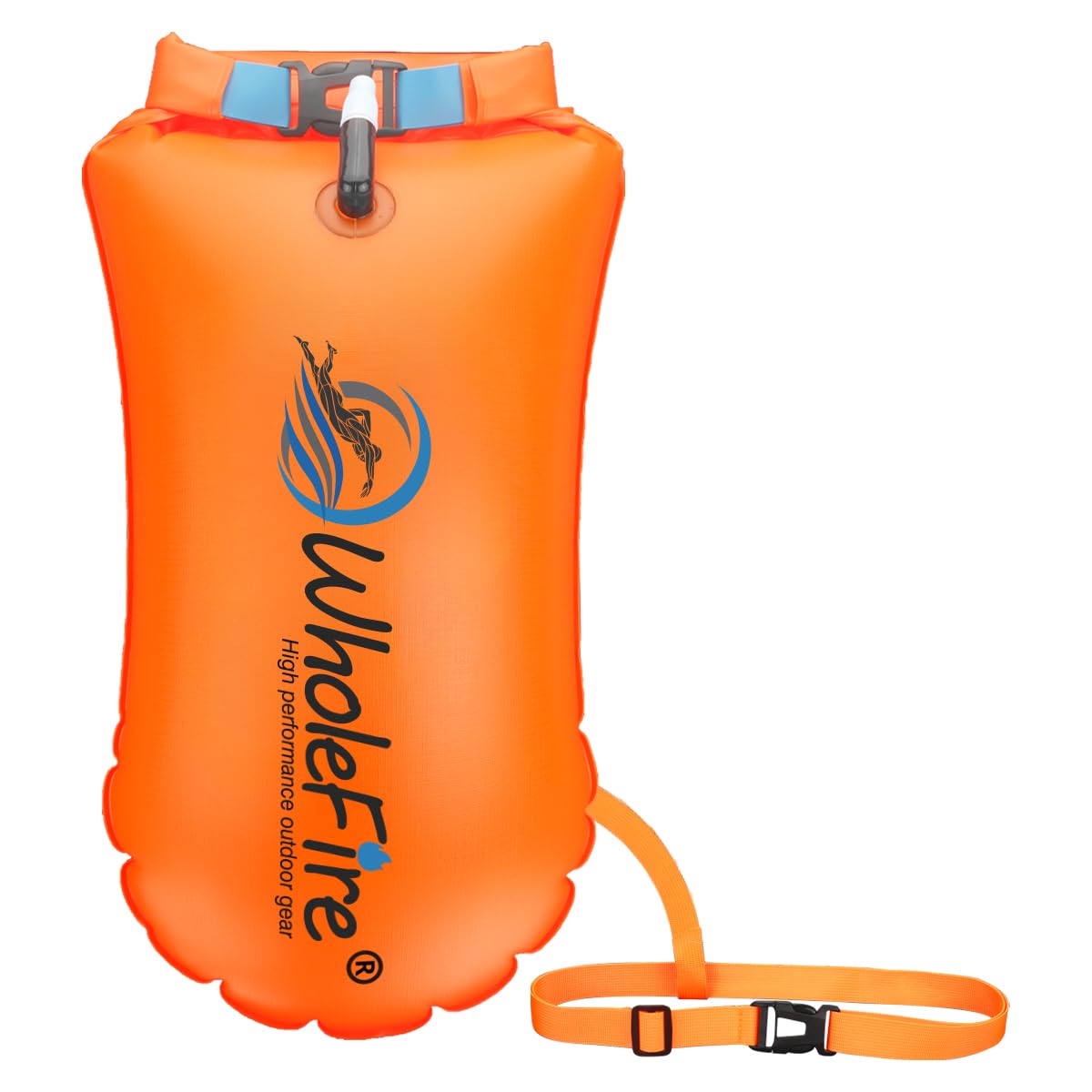 WholeFire 20L Swim Buoy Waterproof Inflatable Dry Bag Swim Safety Float for Water Sports, Open Water Swimmers, Triathletes, Kayakers and Snorkelers