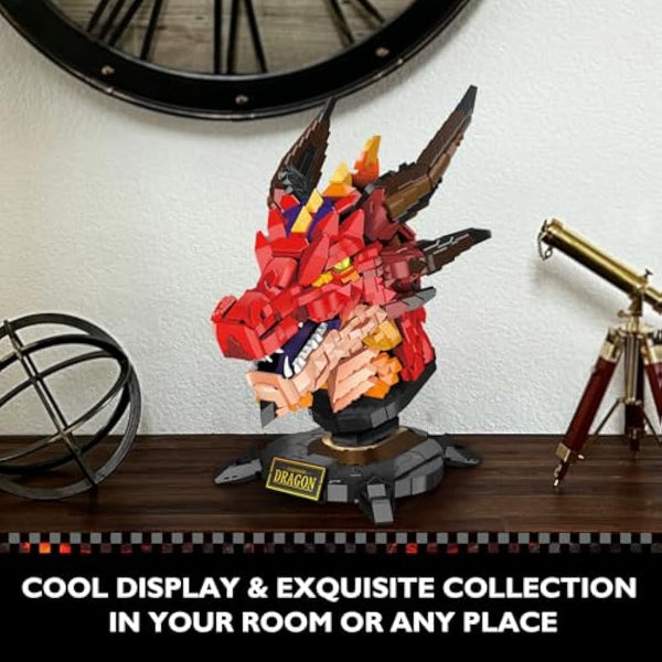 JMBricklayer Dragon Head Building Blocks Toy 70105, Collectable Display Fantasy Animal Dinosaur Head Construction Toy Model Kit to Build for Adults, Creative Gift for Boys 14+ (2713Pieces)