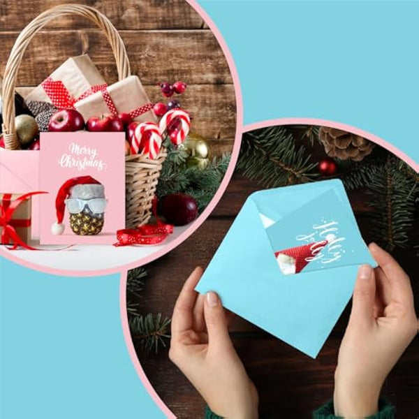 easykart labels 120 Christmas Greeting Cards Assortment, High gloss Spot UV,7.25 x 5.5 Inch with Seal Stickers For Friends, Family and loved Ones