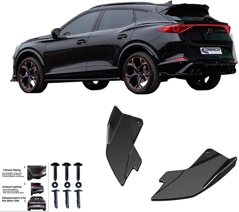 Oneway Rear Side Diffusors compatible with Cupra Formentor 2020-2024 & Facelift 2024- - Version 2 - Gloss black