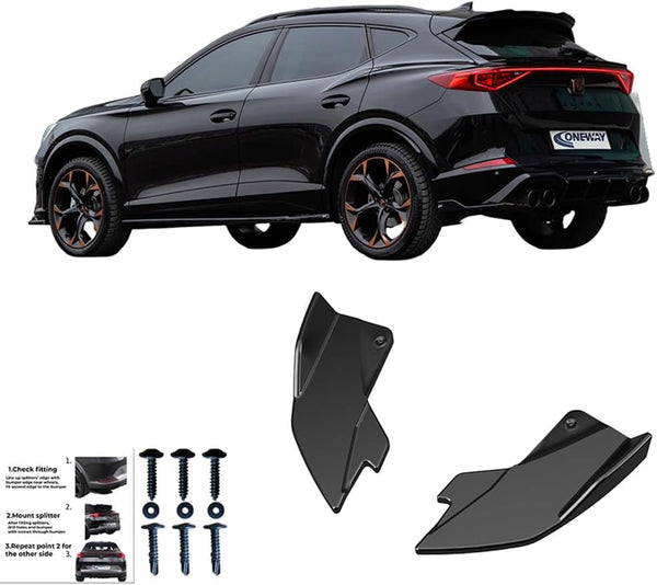 Oneway Rear Side Diffusors compatible with Cupra Formentor 2020-2024 & Facelift 2024- - Version 2 - Gloss black