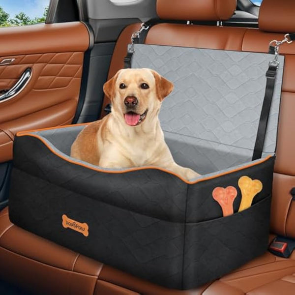 VavoPaw Dog Car Seat, Dog Booster Car Seat for Dogs Under 50Lbs Medium or 2 Small Dogs under 25Lbs, Waterproof Cars Pet Bed with Thick Cushion & Safety Leash, Removable Pet Cars Seats for Travel