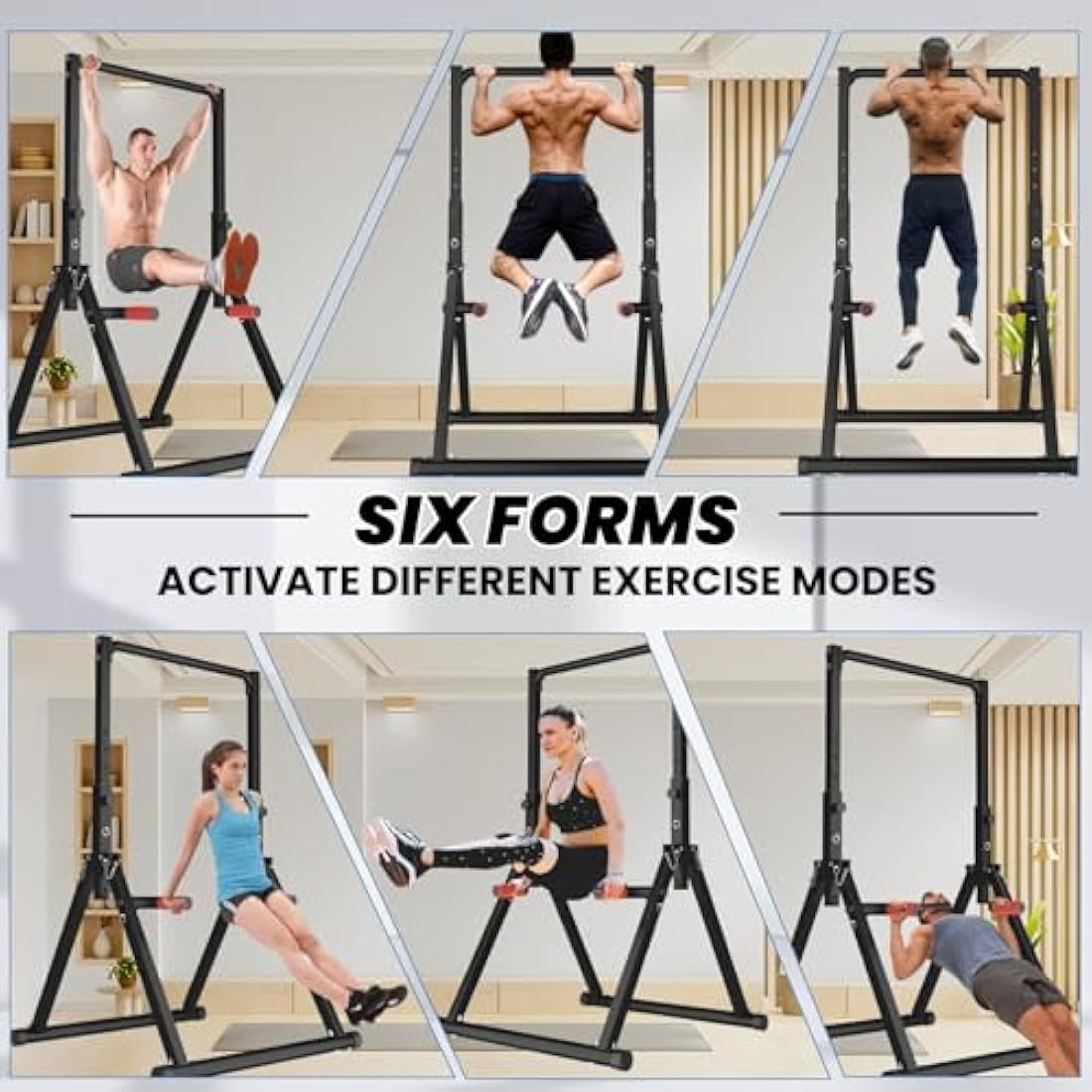 DOBESTS Foldable Power Tower Dip Station Pull Up Bar Free Stand Fitness Equipment for Home Gym Strength Training 700 LBS,Height Adjustable Multifunctional Triangular Legs