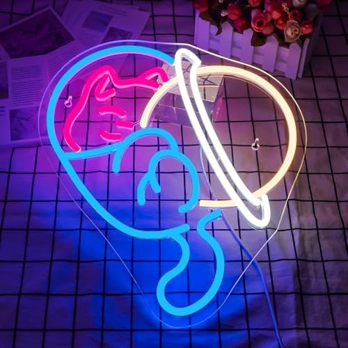 Horseneon Astronomical Planet Cat Neon Sign Animal Neon Light for Bedroom USB Dimmer Neon Sign for Wall Cat Lovers Kid's Room Living Room Bar