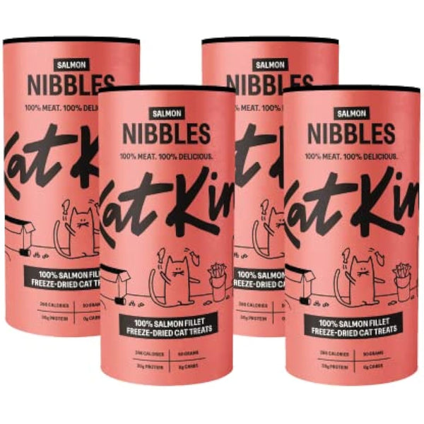 KatKin Salmon Nibbles (Pack of 4): 100% Salmon Fillet Freeze-Dried Cat Treats 50g – Delicious Fresh Salmon; Freeze-Dried to Protect Nutrition; Made in the UK for Cats and Kittens