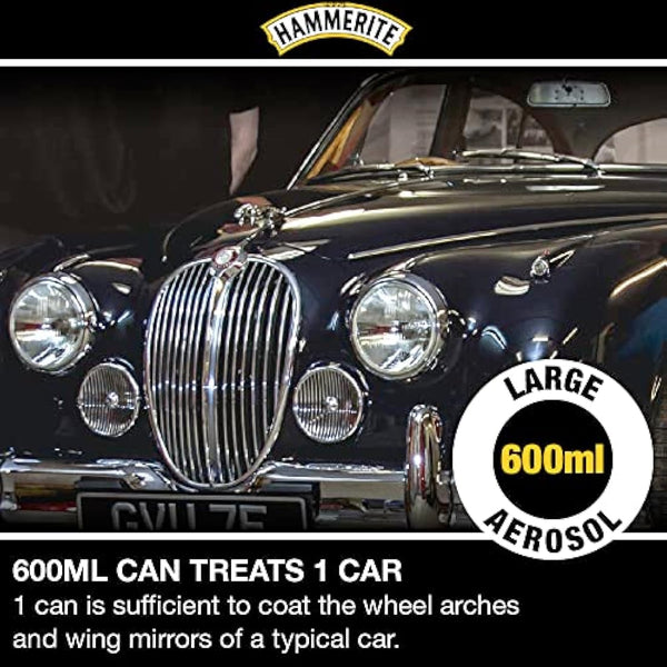 Hammerite Stone Chip Shield. Spray Shield Underseal Metal Paint for Cars. Underbody White Metal Paint. Rust Resistant, Durable Automotive Paint, 8 Year Protection - 600ml Aerosol 1.5 SqM Coverage