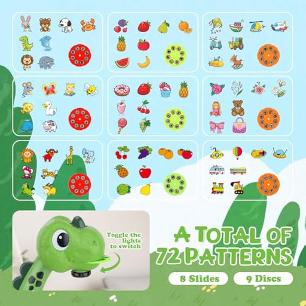 Dinosaur Drawing Projector Table with 72 Patterns Drawing Board Kids Art Tables with Pens,Pencils,Crayons,Scrapbook,Sticker Book,Unicorn Stickers,Stamps （12.6 * 9.5 * 14.5 inches）