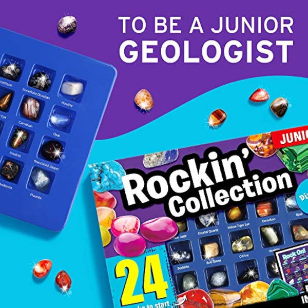 Dr. Daz New Gemstone Collection Rock Mineral Gem Kit for Kids Education Gift for Birthday Party Classroom, Stone Educational Sheet Incldued