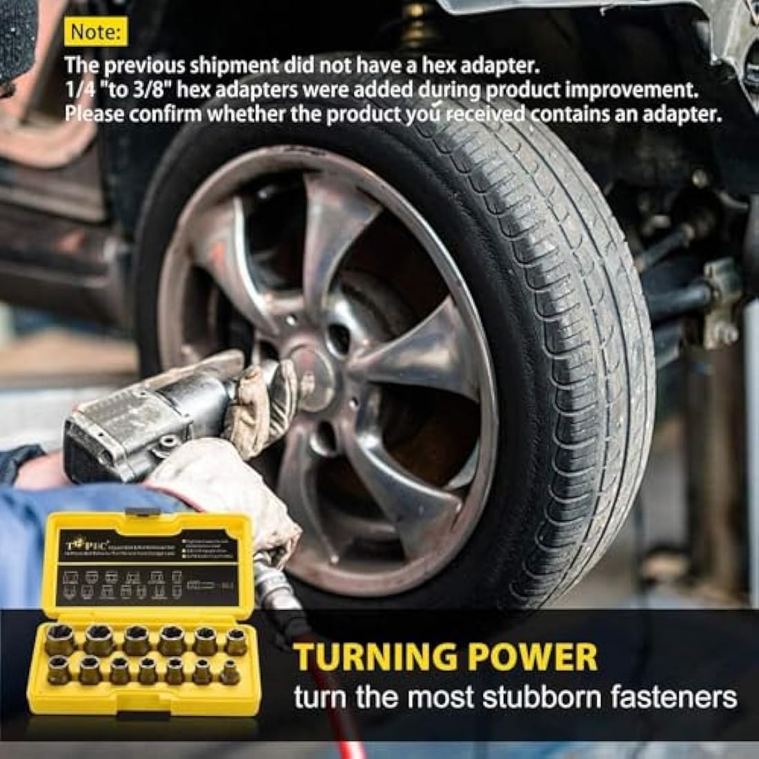 13+1 Piece Impact Bolt & Nut Remover Set - 3/8" Drive with Nut Extractor Socket, Hex Adapter, and Bolt Remover Tool for Damaged, Rusted, or Rounded-Off Bolts, Nuts, and Screws