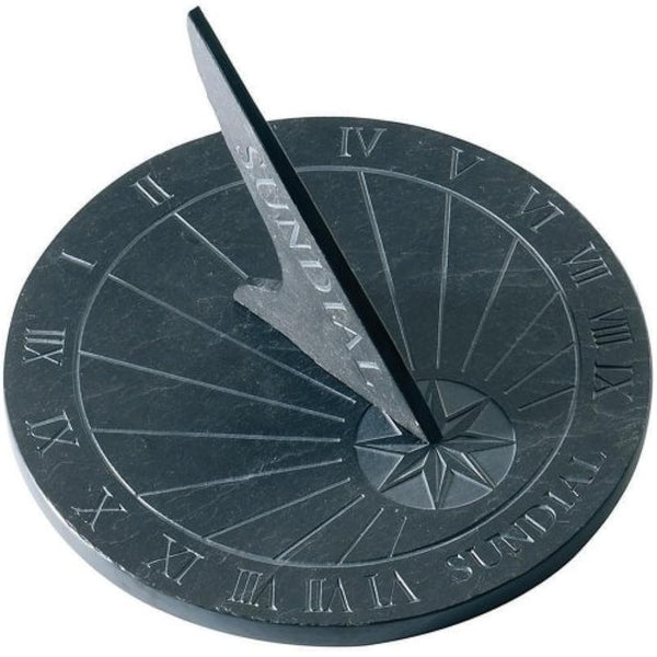 Esschert LS002 Large Round Slate Garden Sundial,Blue,9.75" dia.