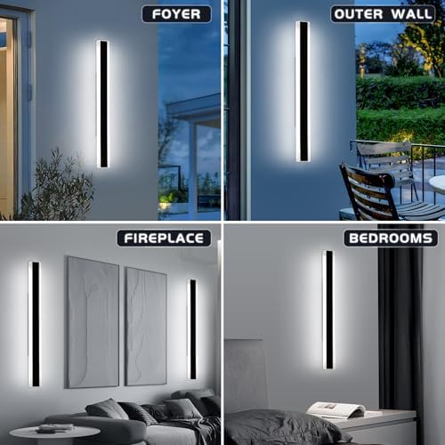 Mikeru Cool White Outdoor Strip Light 120cm, 6000K Outside Long Light Garden Wall Lights Mains Powered with Ip65 Waterproof Drive Garden Wall Lights Modern 4500lumens for Gardens, Porches
