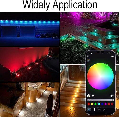 INDARUN RGBW WiFi Led Decking Lights Waterproof IP67 Ø31MM 12V - Led Plinth Light Kits for Terrace/Patio/Path/Wall/Garden/Indoor Outdoor Decor, 30 Packs
