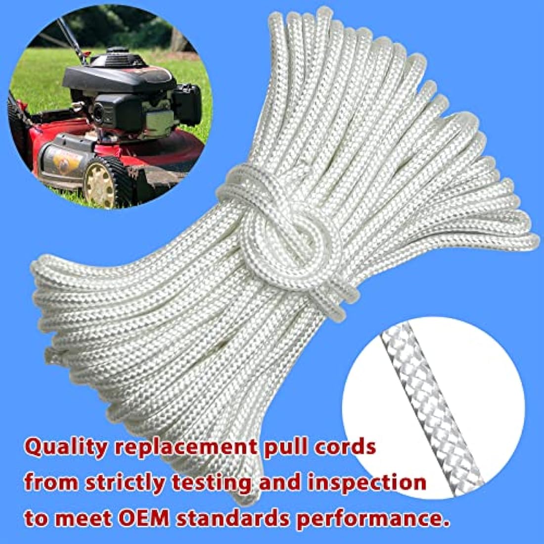 10 Meters 4.0mm Recoil Pull Cord for Lawnmower Chainsaw Recoil Starter Rope Gas Engine Pull Starter Replacement