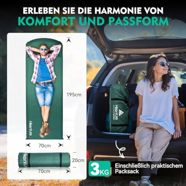 HIKENTURE Self-Inflating Sleeping Mat, 8 cm Thick Foam Camping Mattress, Self-Inflating Air Mattress, Comfortable Sleeping Mat for Outdoor, Tent, Hiking A2