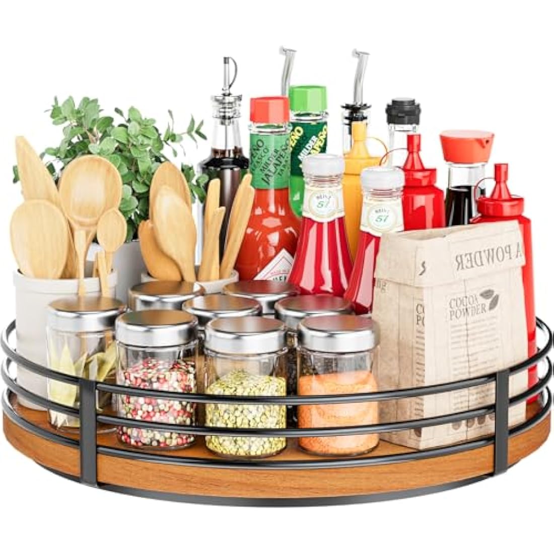 13" Lazy Susan Turntable Organizer - Wood Round Lazy Susan for Cabinet Kitchen Countertop Pantry Cupboard Dining Table Bathroom Coffee Bar Spice Storage Home Decor