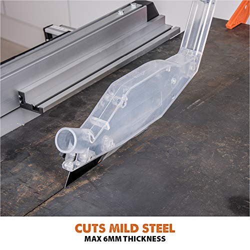Evolution Power Tools R255TBLX+ Table Saw With Stand (Next Gen Rage 5-S) Multi-Material Cutting Blade Included Cuts Wood Metal Plastic, 45˚ Bevel, +/- 60˚ Mitre Angle, 85mm Cut Depth, 1800w Motor 240v