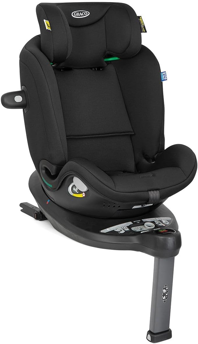 Graco Turn2Me Grow i-Size R129 ISOFIX 360° Rotating Car Seat, Rearward facing for longer from birth to approx. 4 years (40-105cm). Forward facing from 15 months to approx. 7 years (76-125cm), Midnight