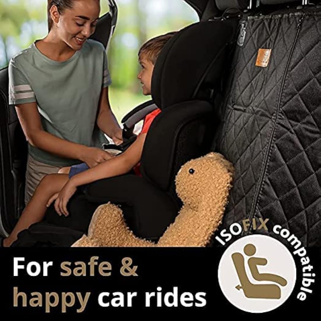 AMZPET ISOFIX Dog Car Seat Cover - Waterproof, Scratch-proof, Non-Slip, Washable (133 x 56 cm)