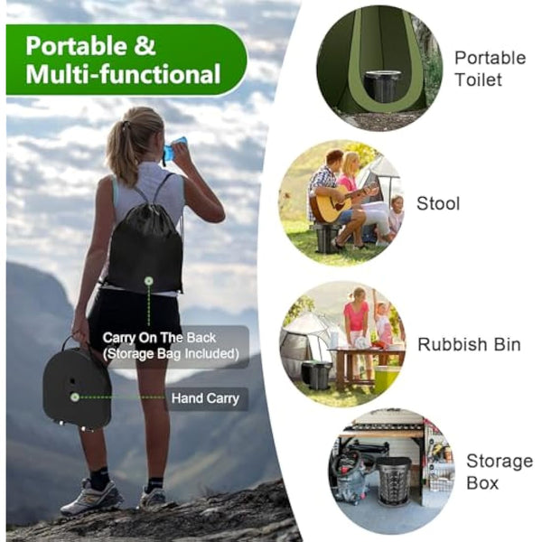 Folding Camping Toilet Portable with Bag - imodomio Portable Toilets for Adults with Lid, Seat & Toilet Bags, Outdoor Travel Toilets for Fishing, Hiking, Campervan, Caravan, Car, Festivals, Load 180kg