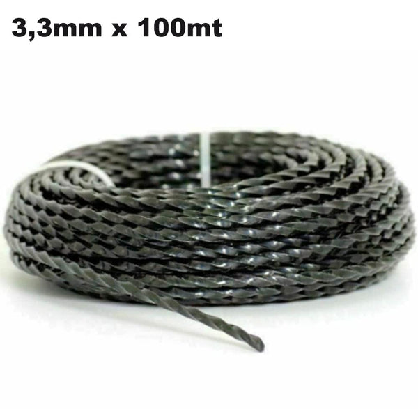 Riegolux 107677 Nylon Helicoidal Trimmer Thread, Black, 3.3 mm x 100 m