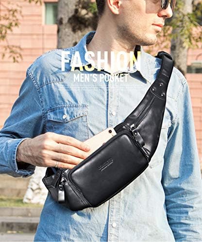FANDARE Waist Packs Men Sling Bag Waist Pouch Leather Fanny Pack Waterproof Chest Bag Business Travel Running Cycling Sports Crossbody Bag Multipurpose Shoulder Bag