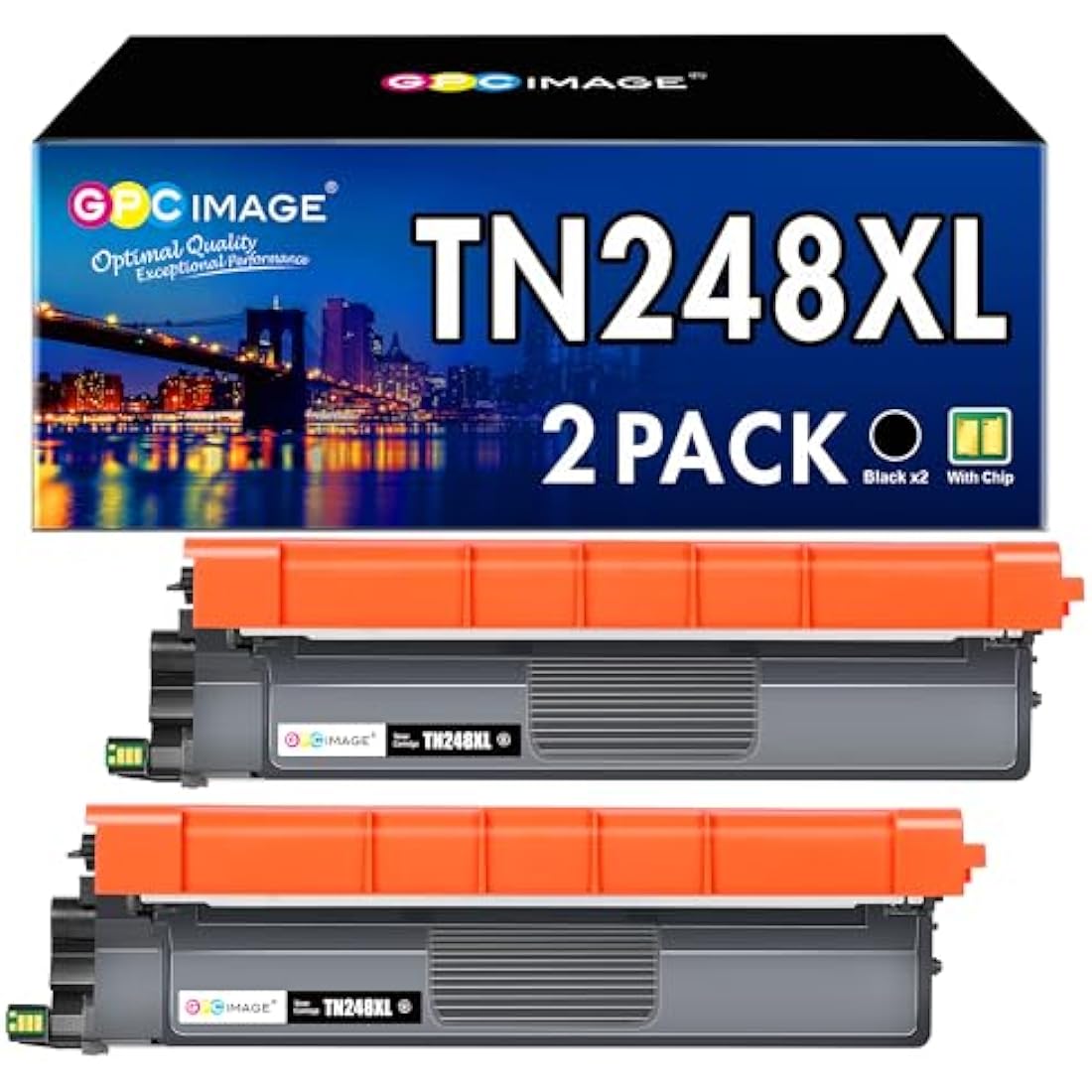 GPC Image TN248XL Black Toner Cartridges, Compatible with Brother TN248BK Toner, for Brother DCP-L3560CDW MFC-L3760CDW DCP-L3520CDWE DCP-L3520CDW MFC-L8390CDW MFC-L3740CDWE MFC-L3740CDW (2 Packs)
