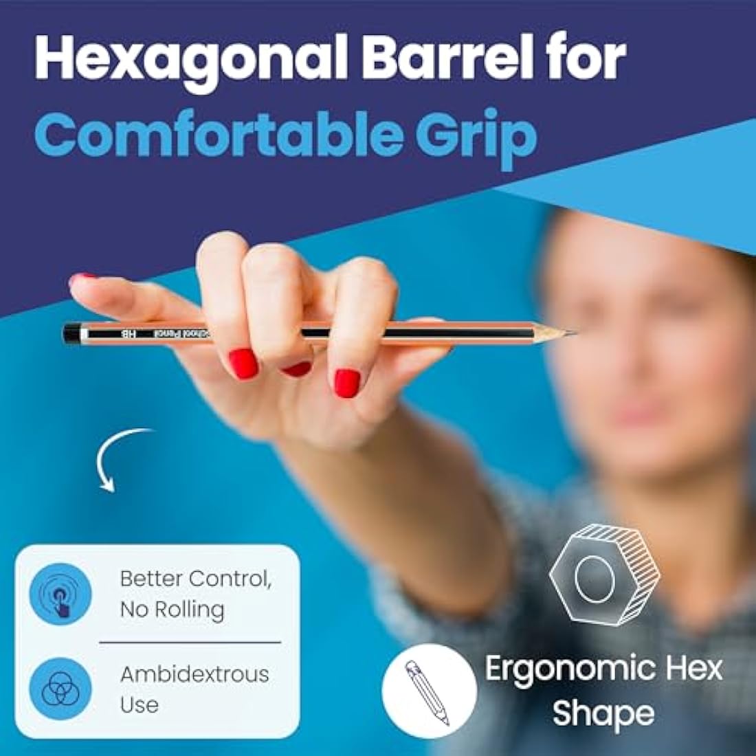 Eziglide HB Graphite School Pencil, Bulk Pack of 1500 Hexagonal Pencils with Presharpened, Break Resistant Super Bonded HB Leads, Ideal for use at School in the Classroom, Home or the Office