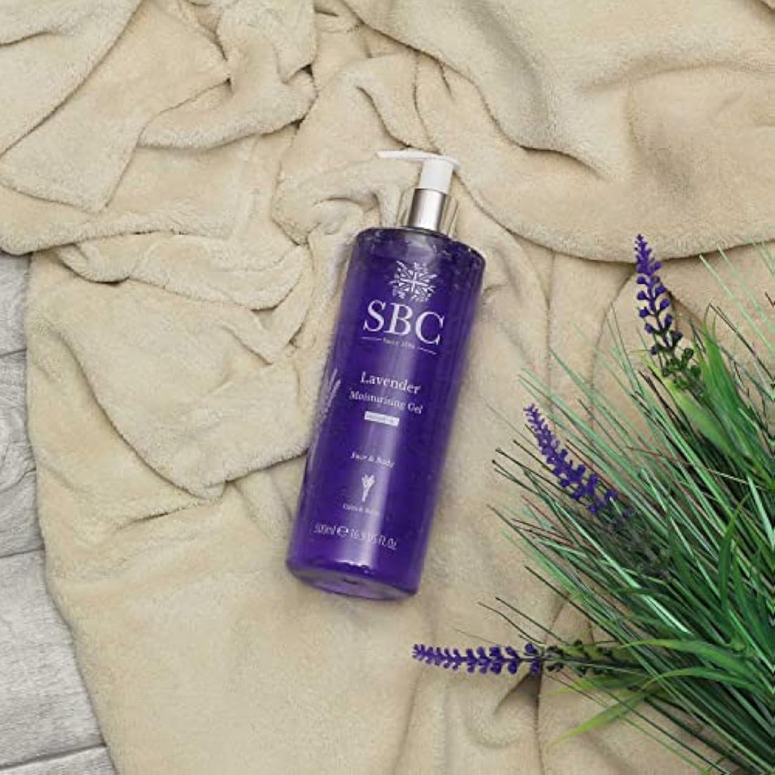 SBC Skincare Lavender Moisturising Gel - 500ml | Lavender Moisturiser For Face And Body | Lavender Body Lotion | Vegan Friendly Gel With Lavender Oil | Cooling After Sun Gel