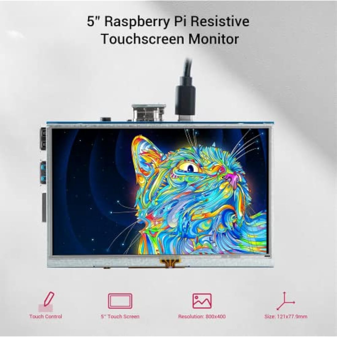 ELECROW For Raspberry Pi Screen, 5-inch Touch Screen Small Monitor 800x480 TFT LCD Dispaly Mini Monitor Competible with Raspberry Pi 5/4/3/2B2/Zero, BB Black, Banana Pi, Windows 11/10/8/7, Jetson Nano