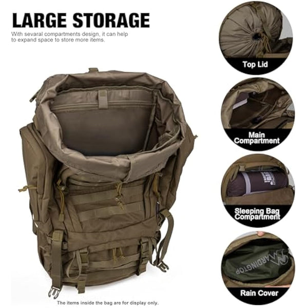 Mardingtop 60L Tactical backpack Military Rucksack MOLLE Camping and Hiking Backpack High Capacity with Rain Cover for Trekking Mountaineering Hunting Traveling