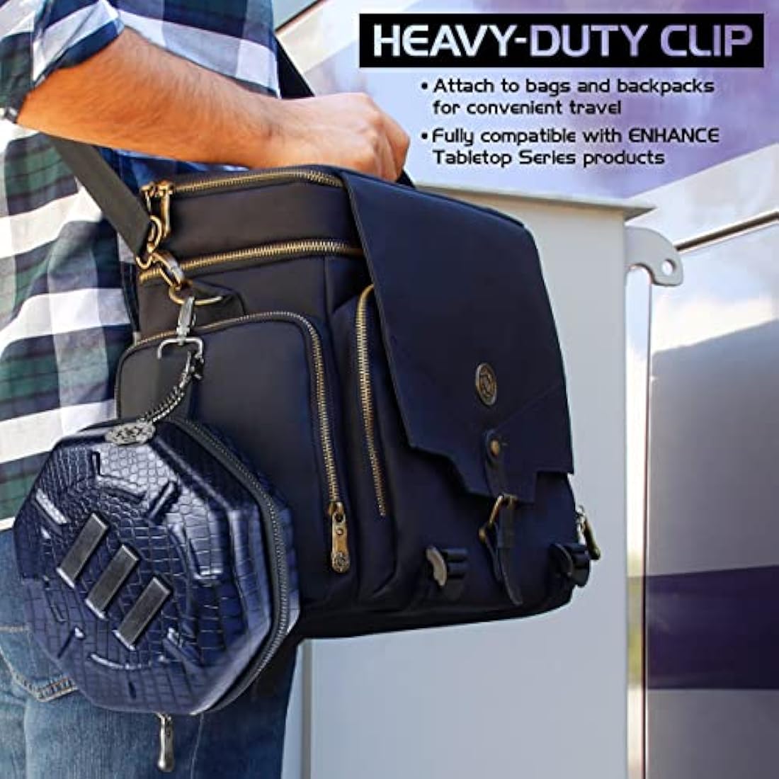 ENHANCE DnD Dice Tray and Case - Collector's Edition DnD Dice Holder for up to 150 D&D Shakers with Hard Shell Exterior and Protective Soft Interior - Rolling Tray Perfect for Game Night (Dragon Blue)