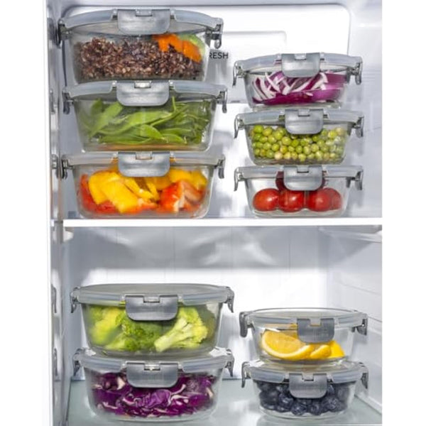 Igluu Meal Prep Glass Containers with Airtight Lids 10 Pack Round 2 Sizes 950ml and 400ml BPA-Free Meal Prep Containers Reusable – Borosilicate Glass, Oven Safe