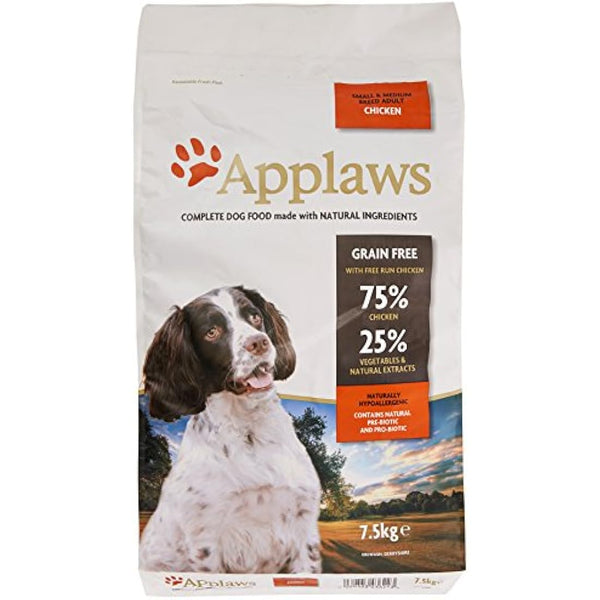 Applaws High Protein Complete and Grain Free Dry Dog Food 7.5 kg for Adult Medium and Small Dog Breeds, Chicken (Pack of 1)