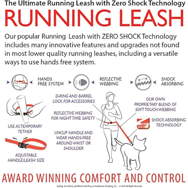 EZYDOG Road Runner Lead - Comfortable Padded Handle, Reflective Thread, 1.8M (Grey) for Small, Medium & Large Dogs