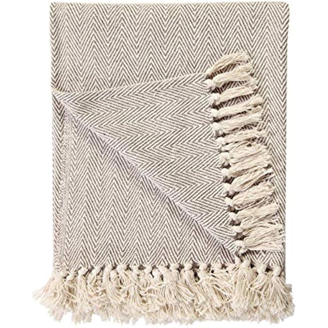 EHC 100% Natural Cotton Two Tone Herringbone Sofa Arm Chair Bedspread Settee Throw - 250 x 380cm, Super Giant Size