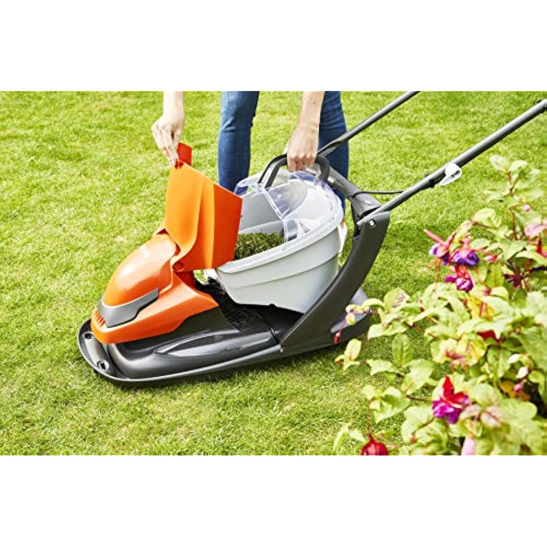 Flymo EasiGlide Plus 330V Hover Collect Lawn Mower - 1700W Motor, 33cm Cutting Width, 20 Litre Grass Box, Folds Flat, 10m Cable Length