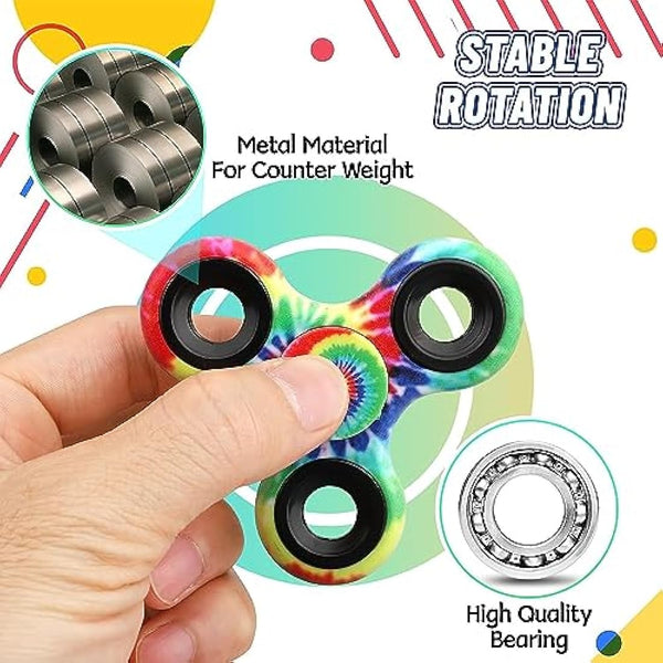 Fidget Spinner Toy Bulk Age 3+ for Kids Adults (12 Pack), Metal Tri-Spinner Fidget Set for Stress Relief, Halloween Christmas Party Favors Supplies Goodie Bag Stuffers Classroom Prizes