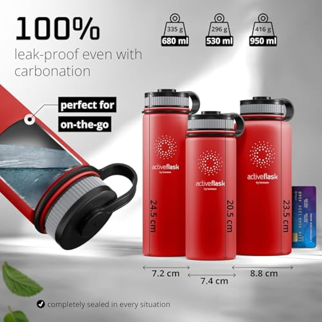 Stainless Steel Water Bottle with Straw & 3 Lids: 1 & 0,5L Leak-Proof BPA-Free Vacuum Insulated ACTIVE FLASK Drinking Bottles Hot Cold: Double Walled Outdoor Drink Thermo Mug Tea Coffee Sport Gym Bike