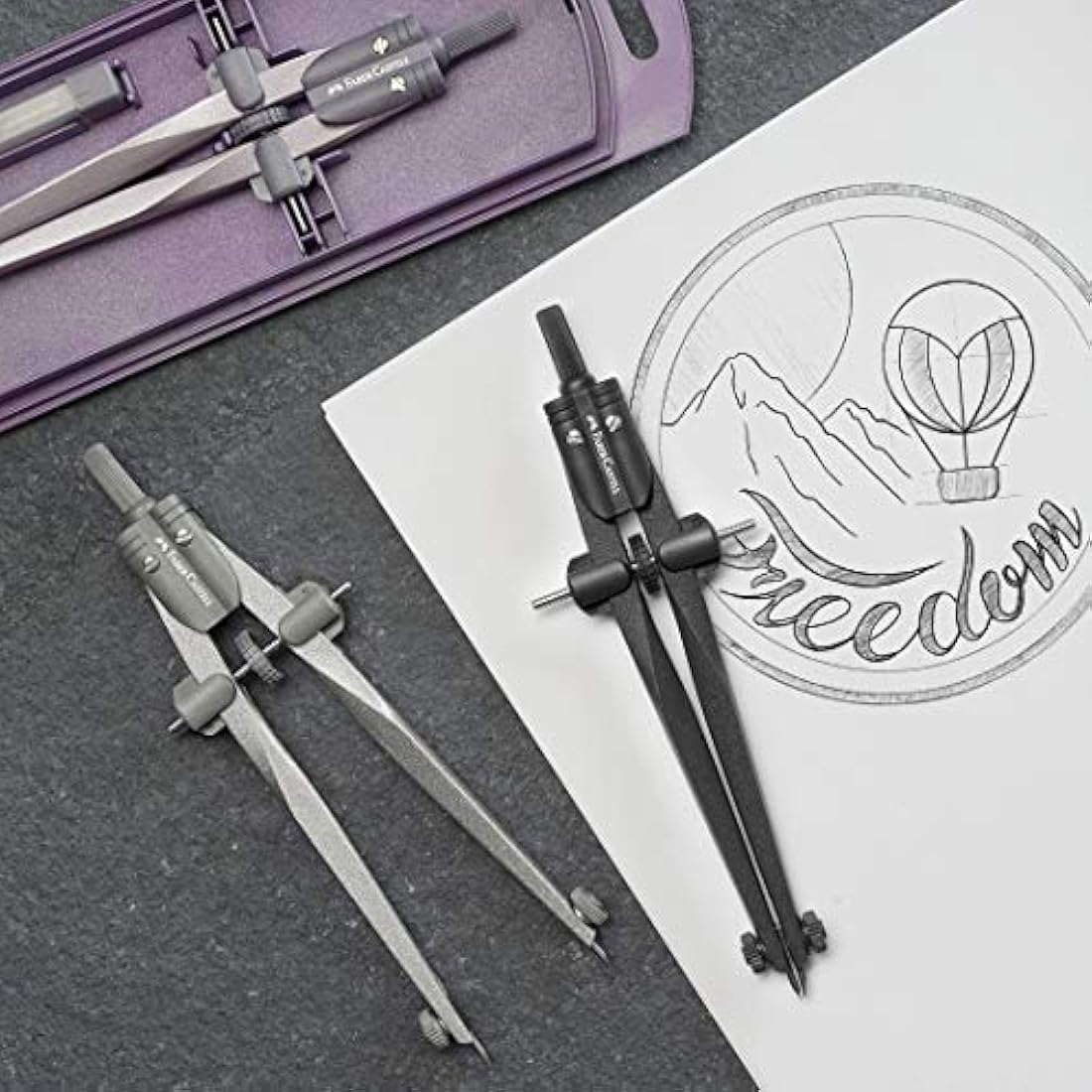 Faber-Castell Stream Quick-Set Compass - Black Stone, 174530