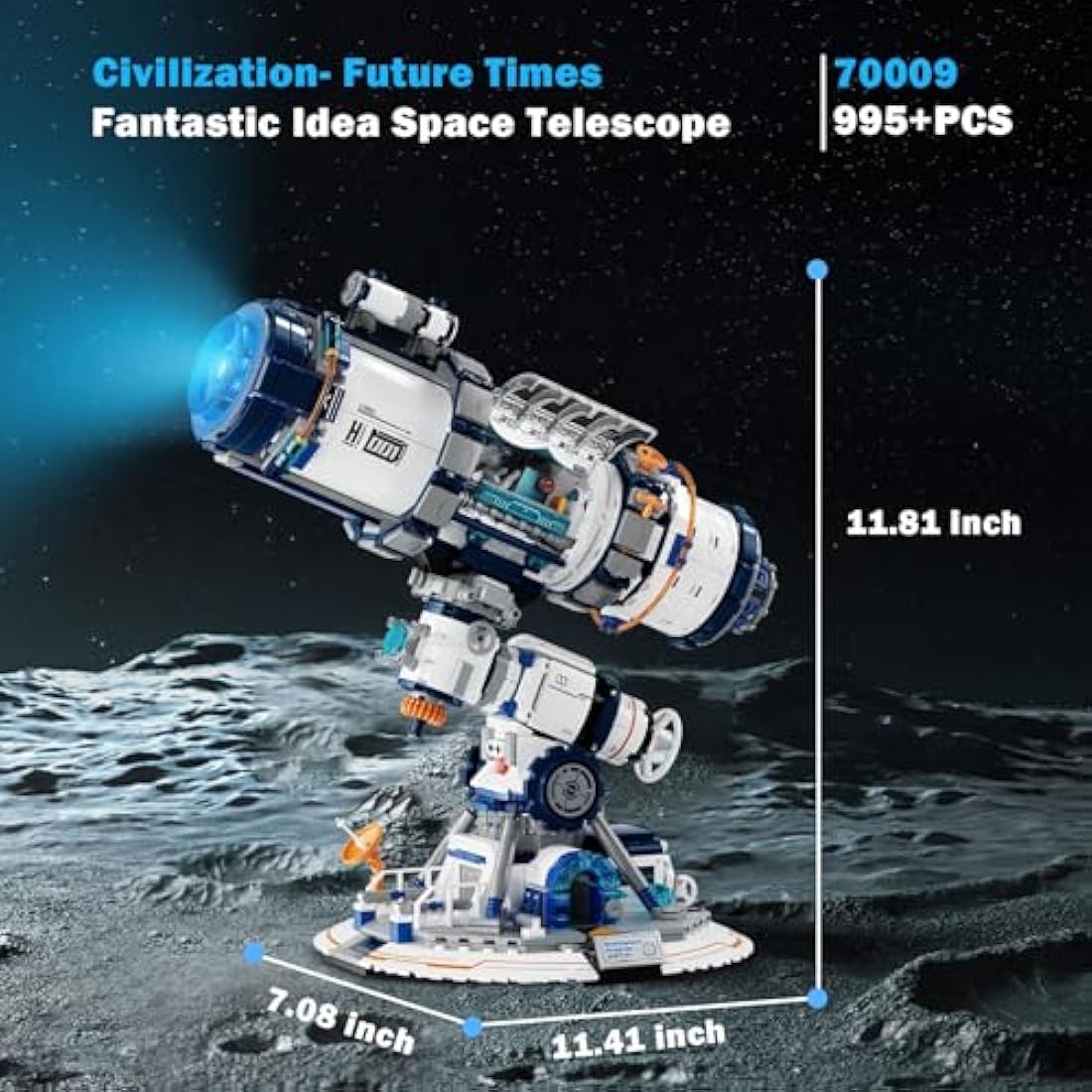 JMBricklayer Space Telescope Building Sets with Lights, Planet Station Building Toys for Adults, 70009 Science Space Exploration Telescope Hobby Model Gift for Teens Kids 8+ (995PCS)