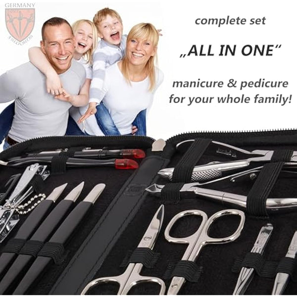 3 Swords Germany - brand quality 16 piece manicure pedicure grooming kit set for professional finger & toe nail care Made by 3 Swords