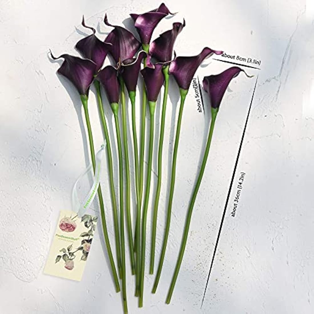 FiveSeasonStuff 10 Stems of Real Touch Calla Lilies Artificial Flower Bouquet, Perfect for Wedding, Bridal, Party, Home Office Décor DIY (Totally Dark Magenta)