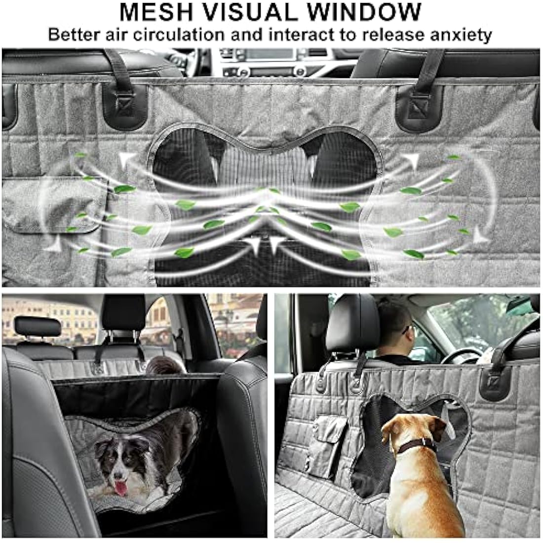 PLUTUS PET Dog Car Seat Cover for Back Seat with Side Flaps and Mesh Window, Waterproof Anti-scratch Nonslip Dog Hammock for Cars, Trucks and SUVs