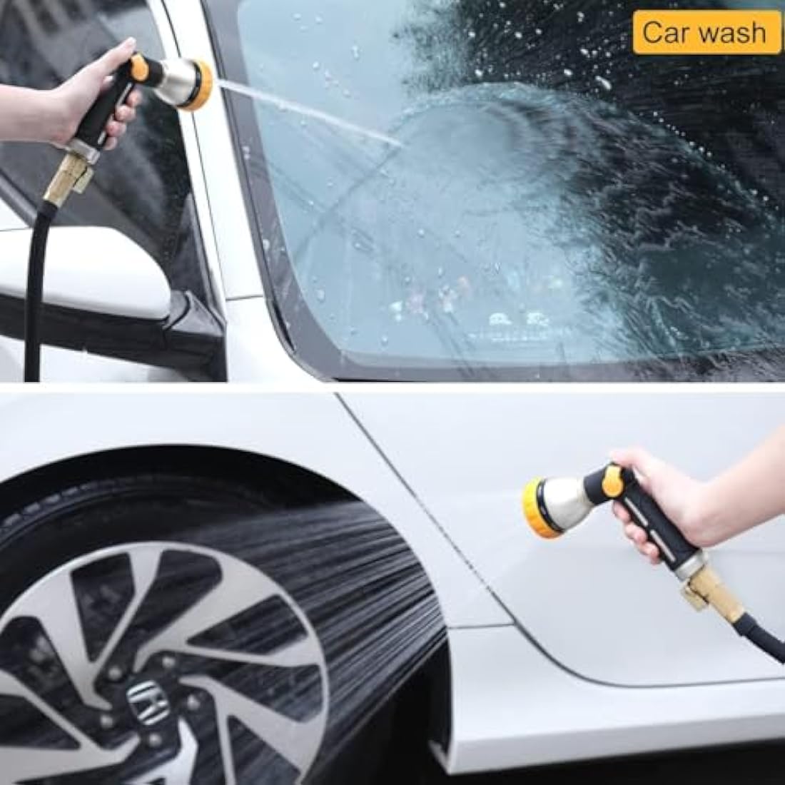 FANHAO Hose Pipe Spray Gun, 100% Heavy Duty Metal Hose Spray Gun with Thumb Control, High Pressure Hose Nozzle with 8 Adjustable Spray Patterns for Watering Plants, Washing Cars and Showering Pets