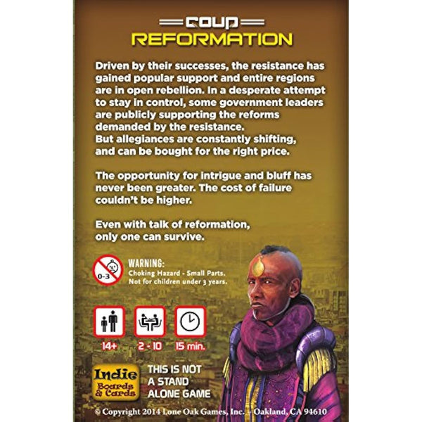 Indie Board & Card IBCCOR2 Coup Reformation 2nd Edition Expansion Card Game, for 10-15 years