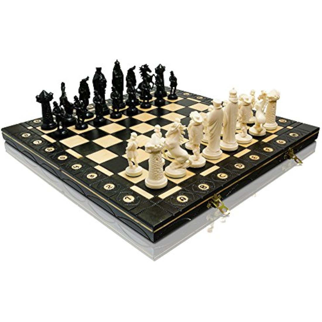 Master of Chess Wooden Chess Set with Pieces 42 cm / 16 in - Large Chess Board Game for Adults and Kids - Chrome-Plated and Weighted Plastic Pieces with Ornaments